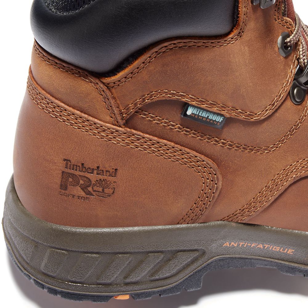 Timberland Μποτακια Εργασίας Ανδρικα Καφε/Μαυρα - Pro® Helix Hd 6\" Soft Toe - Greece 3065194-DI